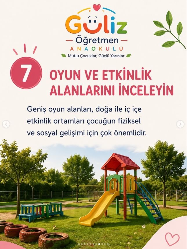 Anaokulu bahçesinde oyun ve etkinlik alanları