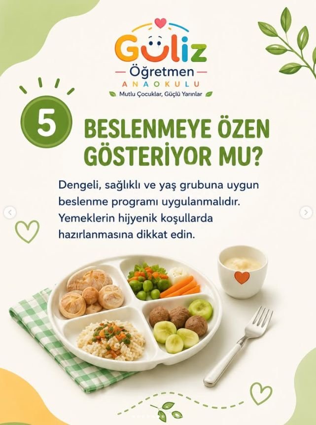 Anaokulunda dengeli ve sağlıklı beslenme tabağı