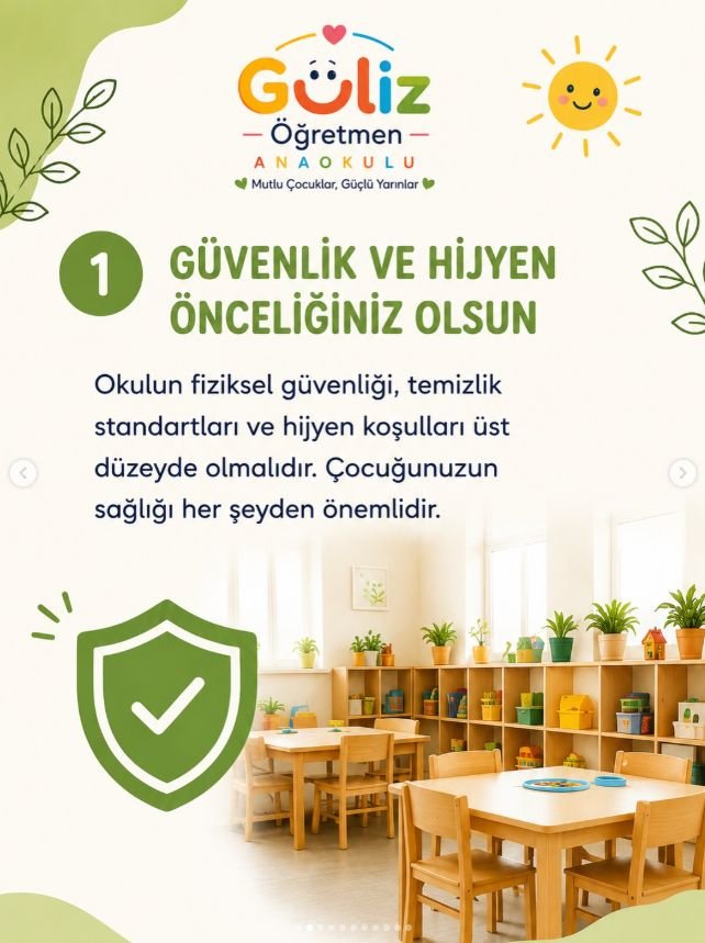 Anaokulu sınıfında güvenlik ve hijyen standartları